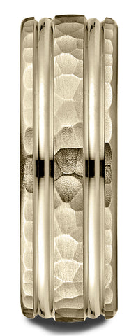 Benchmark-14k-Yellow-Gold-7.5mm-Comfort-Fit-Hammered-Finish-Double-High-Polish-Cut-Design-Band--Size-4.5--CF71754314KY04.5