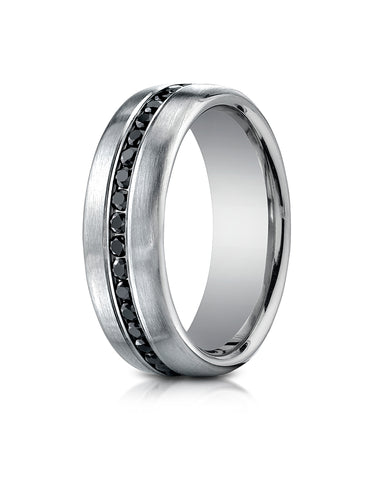 Benchmark 14K White Gold 7.5mm Comfort-Fit Channel Set 36-Stone Black Diamond Eternity Ring (0.72 ct.)