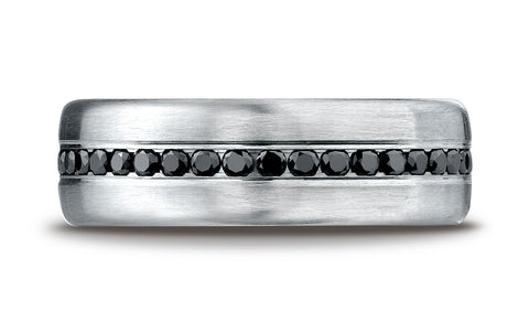 Benchmark-18K-White-Gold-7.5mm-Comfort-Fit-Burnish-Set-20-Stone-Black-Diamond-Wedding-Band--.40Ct--Sz-4.25--CF71755118KW04.25