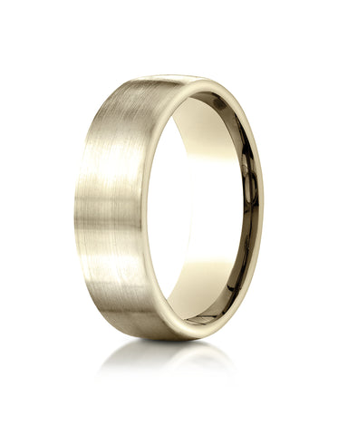 Benchmark 14K Yellow Gold 7.5mm Comfort-Fit Satin Finish Design Wedding Band Ring (Sizes 4 - 14 )