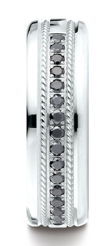 Benchmark-14K-White-Gold-7.5mm-Comfort-Fit-Pave-set-16-Stone-Black-Diamond-Wedding-Band--.32Ct.--Sz-4.5--CF71758014KW04.5