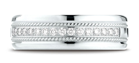 Benchmark-14K-White-Gold-7.5mm-Comfort-Fit-Pave-set-16-Stone-Diamond-Wedding-Band-Ring--.32Ct.--Size-4.25--CF71758114KW04.25