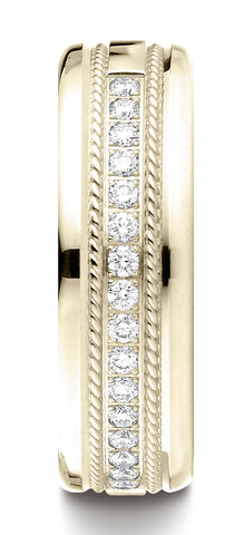 Benchmark-18K-Yellow-Gold-7.5mm-Comfort-Fit-Pave-set-16-Stone-Diamond-Wedding-Ring--.32Ct.--Size-4.5--CF71758118KY04.5