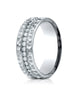 Benchmark-18K-White-Gold-7.5mm-Hammered-Finish-Pave-set-Eternity-Diamond-Comfort-Fit-Wedding-Band--Sz-4--CF71758218KW04