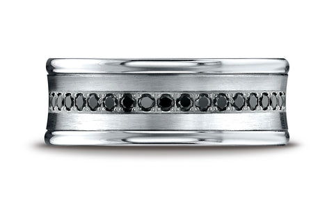 Benchmark-18K-White-Gold-7.5mm-Comfort-Fit-Pave-set-16-Stone-Black-Diamond-Wedding-Band--.32Ct--Size-4.25--CF71759218KW04.25