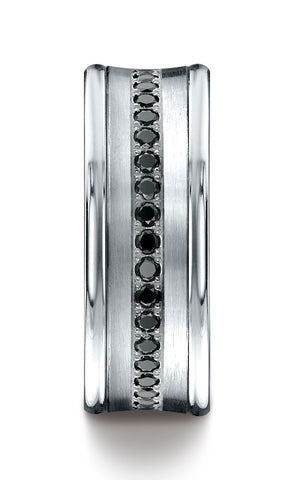 Benchmark-14K-White-Gold-7.5mm-Comfort-Fit-Pave-set-16-Stone-Black-Diamond-Wedding-Band--.32Ct--Sz-4.5--CF71759214KW04.5