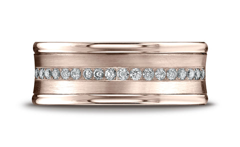 Benchmark-14K-Rose-Gold-7.5mm-Comfort-Fit-Pave-set-16-Stone-Diamond-Wedding-Band-Ring--.32Ct--Size-4.25--CF71759314KR04.25