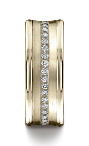 Benchmark-14K-Yellow-Gold-7.5mm-Comfort-Fit-Pave-set-16-Stone-Diamond-Wedding-Ring--.32Ct--Size-4.5--CF71759314KY04.5