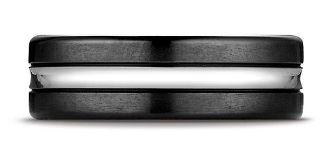 Benchmark-Cobaltchrome-7mm-Comfort-Fit-Blackened-Satin-with-a-High-Polish-Center-Cut-Wedding-Band-Sz-6.5--CF717769CC06.5