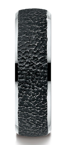 Benchmark-Cobaltchrome-7.5mm-Comfort-Fit-w/-Black-Micro-Hammer-Finish-and-High-Polish-Edges-Band-Size7--CF77520CC07