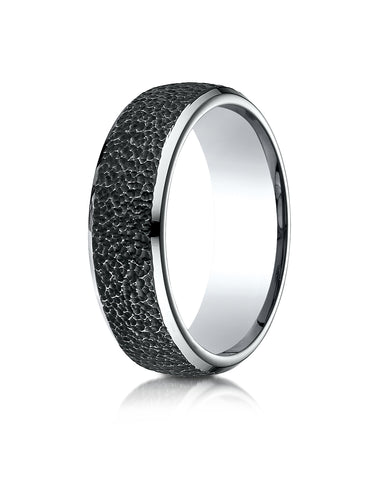 Benchmark Cobaltchrome 7.5mm Comfort-Fit with Black Micro Hammer Finish and High Polish Edges Design band