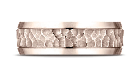 Benchmark-14K-Rose-Gold-7.5mm-Comfort-Fit-Hammered-Finish-Beveled-Edge-Design-Wedding-Band-Ring--Size-4.25--CF8750914KR04.25
