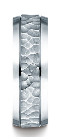 Benchmark-Palladium-7.5mm-Comfort-Fit-Hammered-Finish-Beveled-Edge-Design-Wedding-Band-Ring--Size-4.5--CF87509PD04.5