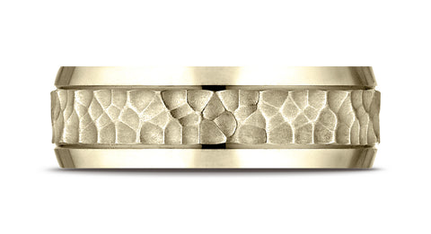 Benchmark-18K-Yellow-Gold-7.5mm-Comfort-Fit-Hammered-Finish-Beveled-Edge-Design-Wedding-Ring--Size-4.25--CF8750918KY04.25