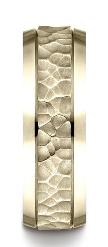Benchmark-14K-Yellow-Gold-7.5mm-Comfort-Fit-Hammered-Finish-Beveled-Edge-Design-Wedding-Band--Size-4.5--CF8750914KY04.5