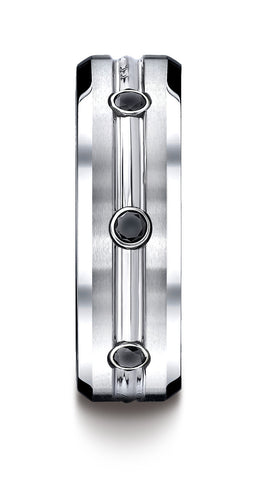 Benchmark-Cobaltchrome-7.5mm-Comfort-Fit-3-Stone-Black-Diamond-Design-Wedding-Band--0.20-cttw--Size-7--CF975622CC07