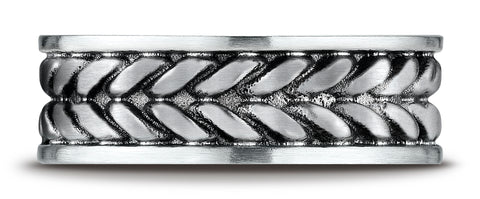 Benchmark-Cobaltchrome-8-mm-Comfort-Fit-Wedding-Band-Ring-with-Zippered-Pattern-Center--Size-6.5--CF98465CC06.5