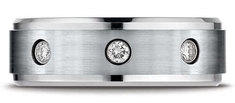 Benchmark-Cobaltchrome-8mm-Comfort-Fit-Satin-Centered-3-Stone-Diamond-Ring--0.24Ct.--Size-6.5--CF98486CC06.5