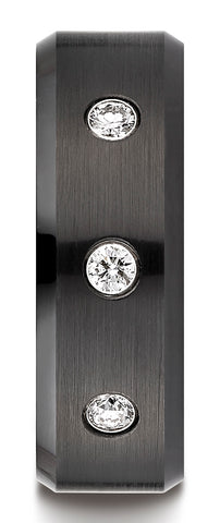 Benchmark-Blackened-Cobaltchrome-8mm-Comfort-Fit-Satin-Centered-3-Stone-Diamond-Ring--0.24Ct.--Size-7--CF98660BKCC07