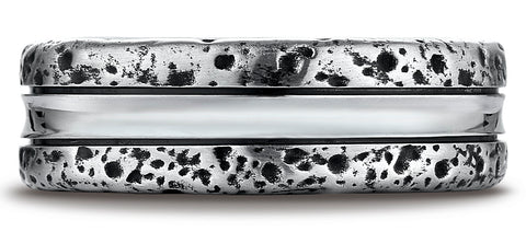 Benchmark-Cobaltchrome-8mm-Comfort-Fit-Blackened-Distressed-Design-Ring--6.5--CF98768CC06.5