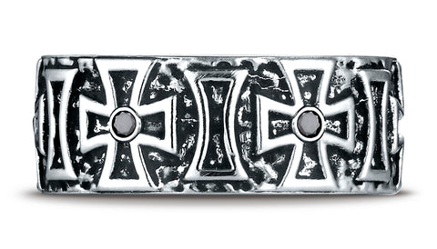 Benchmark-Cobaltchrome-9-mm-Comfort-Fit-6-Stone-Black-Diamond-Maltese-Cross-Design-Band--0.33-cttw--6.5--CF99451CC06.5