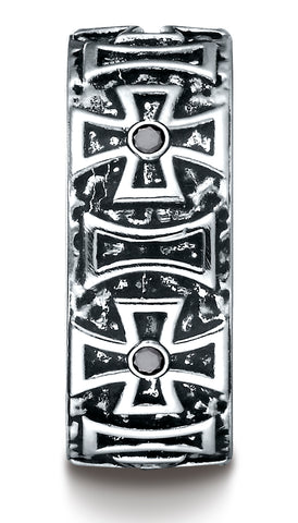 Benchmark-Cobaltchrome-9-mm-Comfort-Fit-6-Stone-Black-Diamond-Maltese-Cross-Design-Band--0.33-cttw--Sz7--CF99451CC07