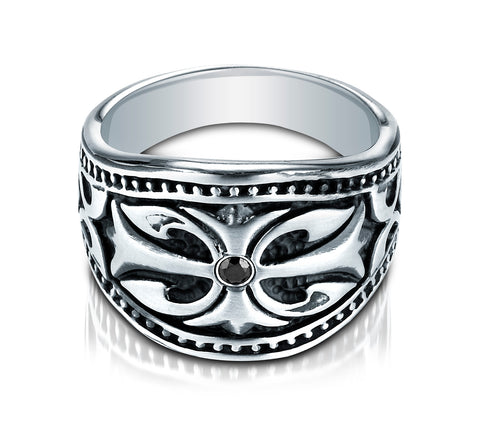 Benchmark Cobaltchrome 9mm Fancy Black Diamond Comfort-Fit Wedding Band Ring (0.06 cttw), (Sizes 6 - 14)