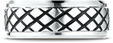 Benchmark-Cobaltchrome-9-mm-Comfort-Fit-Blackened-Cross-Hatch-Wedding-Band-Ring--Size-6.5--CF99460CC06.5