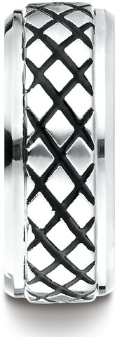 Benchmark-Cobaltchrome-9-mm-Comfort-Fit-Blackened-Cross-Hatch-Wedding-Band-Ring--Size-7--CF99460CC07