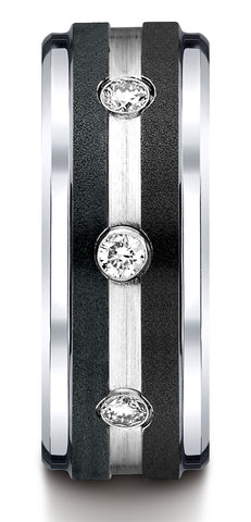 Benchmark-Cobaltchrome-9-mm-Comfort-Fit-Diamond-Wedding-Band-with-Double-Graphite-Inlay--0.20-cttw--Sz-7--CF995623CC07