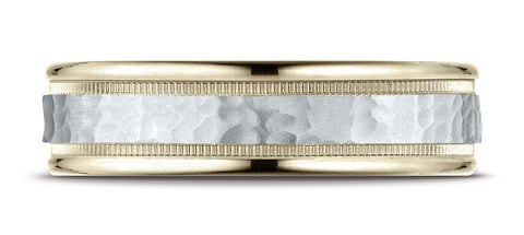Benchmark-14K-Two-Toned-Gold-6mm-Comfort-Fit-Hammered-Finished-with-Milgrain-Carved-Design-Band--Size-6.25--CF15630814KWY06.25