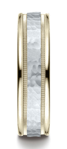 Benchmark-14K-Two-Toned-Gold-6mm-Comfort-Fit-Hammered-Finished-with-Milgrain-Carved-Design-Band--Sz-6.5--CF15630814KWY06.5