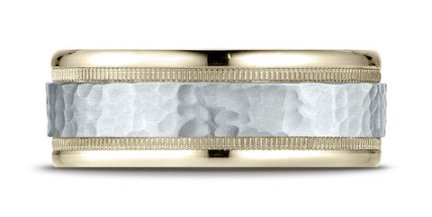 Benchmark-14K-Two-Toned-Gold-8mm-Comfort-Fit-Hammered-Finished-with-Milgrain-Carved-Design-Band--Size-6.25--CF15830814KWY06.25