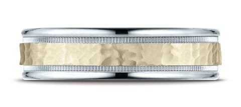 Benchmark-14K-Two-Toned-Gold-6mm-Comfort-Fit-Hammered-Finished-with-Milgrain-Carved-Design-Band--Size-6.25--CF17630814KWY06.25