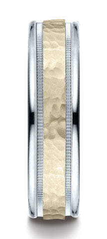 Benchmark-14K-Two-Toned-Gold-6mm-Comfort-Fit-Hammered-Finished-with-Milgrain-Carved-Design-Band--Sz-6.5--CF17630814KWY06.5