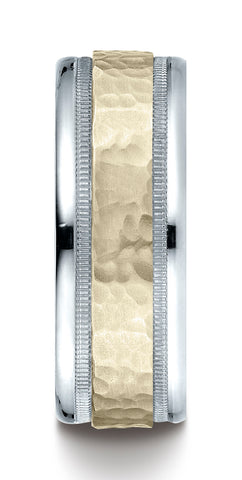 Benchmark-14K-Two-Toned-Gold-8mm-Comfort-Fit-Hammered-Finished-with-Milgrain-Carved-Design-Band--Sz-6.5--CF17830814KWY06.5
