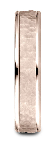Benchmark-14k-Rose-Gold-Comfort-Fit-4mm-High-Polish-Edge-Hammered-Center-Design-Band--Size-6.5--CF15430314KR06.5