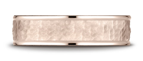 Benchmark-14K-Rose-Gold-Comfort-Fit-6mm-High-Polish-Edge-Hammered-Center-Design-Wedding-Ring--Size-6.25--CF15630314KR06.25