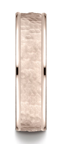 Benchmark-14K-Rose-Gold-Comfort-Fit-6mm-High-Polish-Edge-Hammered-Center-Design-Wedding-Band--Size-6.5--CF15630314KR06.5