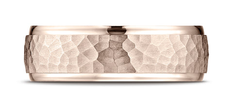 Benchmark-14k-Rose-Gold-Comfort-Fit-7mm-High-Polish-Edge-Hammered-Center-Design-Band--Size-6.25--CF15730314KR06.25