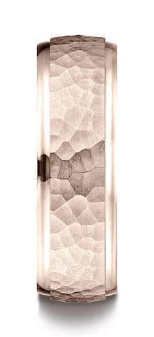 Benchmark-14k-Rose-Gold-Comfort-Fit-7mm-High-Polish-Edge-Hammered-Center-Design-Band--Size-6.5--CF15730314KR06.5