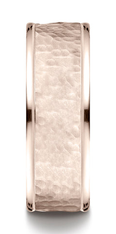 Benchmark-14K-Rose-Gold-Comfort-Fit-8-mm-High-Polish-Edge-Hammered-Center-Design-Wedding-Band--Size-6.5--CF15830314KR06.5