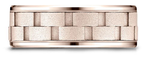 Benchmark-14k-Rose-Gold-8mm-Comfort-Fit-Drop-Bevel-Sandblasted-Satin-Finish-Chain-Link-Design-Band-Sz-6.25--CF18849314KR06.25