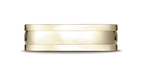 Benchmark-14K-Yellow-Gold-6mm-Comfort-Fit-High-Polished-Squared-Edge-Carved-Design-Wedding-Band--Size-4.25--CFSE7620014KY04.25