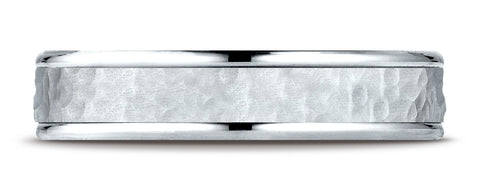 Benchmark-14k-White-Gold-Comfort-Fit-4mm-High-Polish-Edge-Hammered-Center-Design-Band--Size-6.25--CF15430314KW06.25