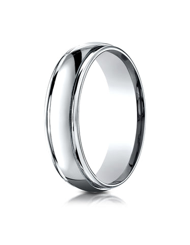 Benchmark 14K White Gold 6mm Comfort-Fit High Polished Carved Design Wedding Band Ring
