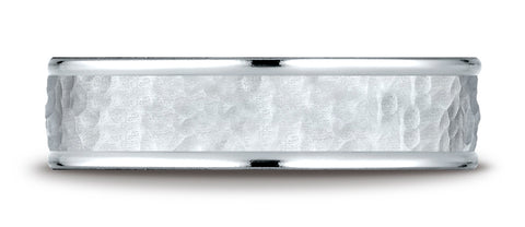 Benchmark-18K-White-Gold-Comfort-Fit-6mm-High-Polish-Edge-Hammered-Center-Design-Wedding-Ring-Size-6.25--CF15630318KW06.25