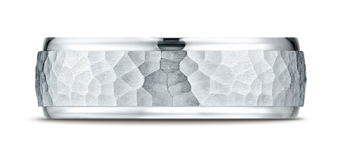 Benchmark-14k-White-Gold-Comfort-Fit-7mm-High-Polish-Edge-Hammered-Center-Design-Band--Size-6.25--CF15730314KW06.25