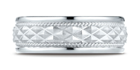 Benchmark-14K-White-Gold-8mm-Comfort-Fit-Round-Edge-Cross-Hatch-Patterned-Wedding-Band-Ring--Size-6.25--CF15804014KW06.25