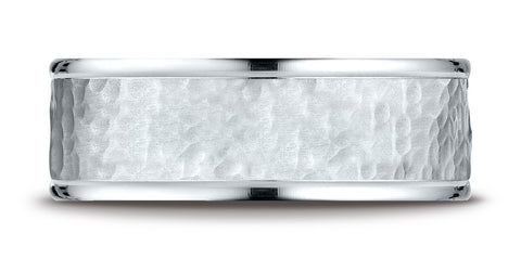 Benchmark-10k-White-Gold-Comfort-Fit-8mm-High-Polish-Edge-Hammered-Center-Design-Band--Size-6.25--CF15830310KW06.25